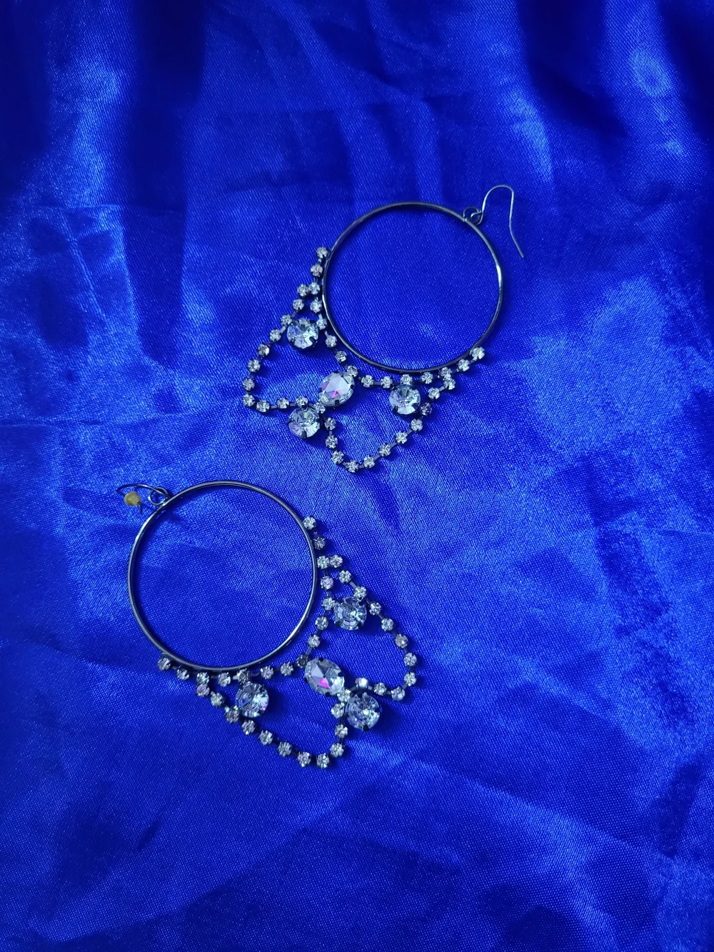Crystal Hoop Drop Earrings - Clear Crystal Chandelier Earrings